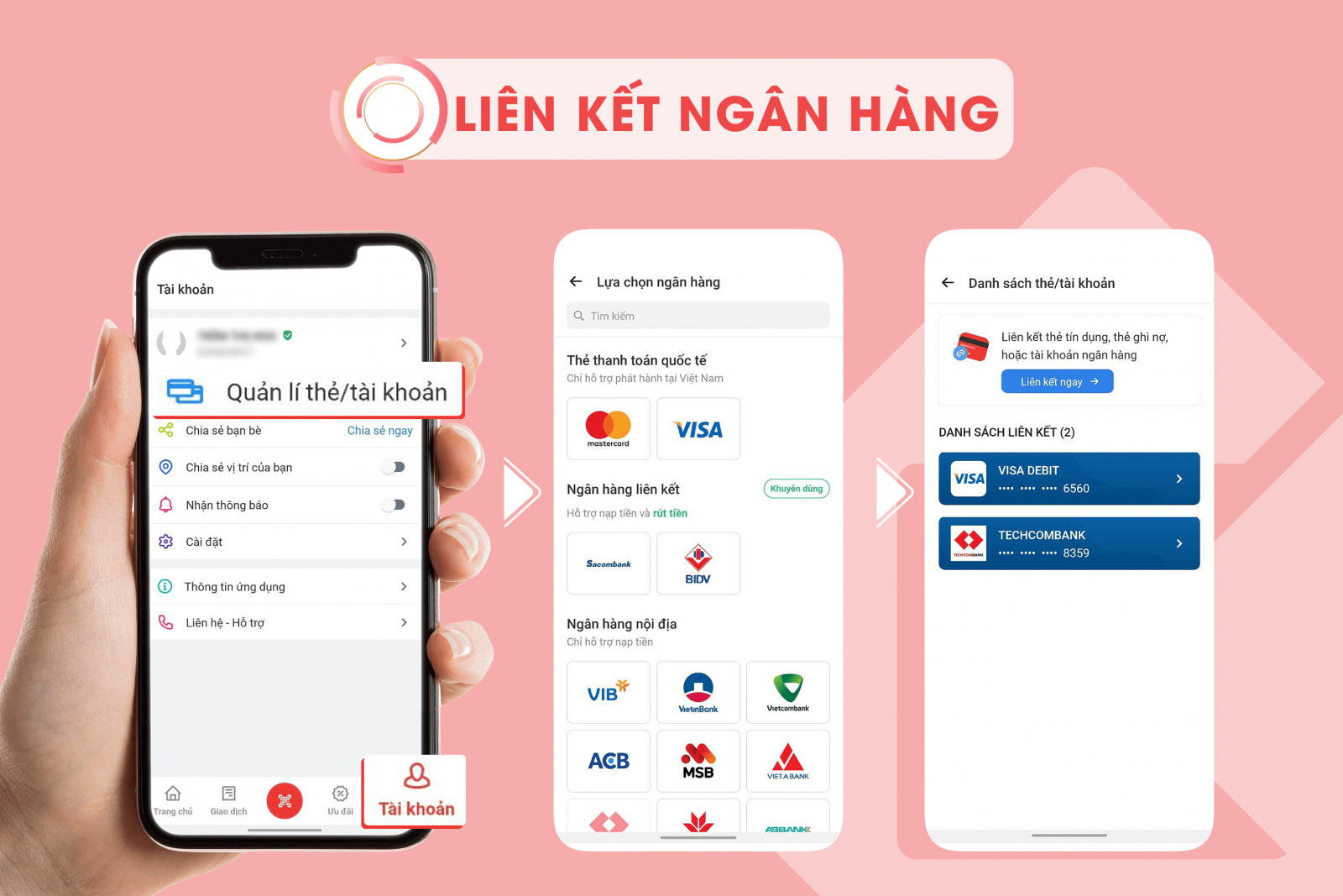 Liên kết ngân hàng trên app Gpay